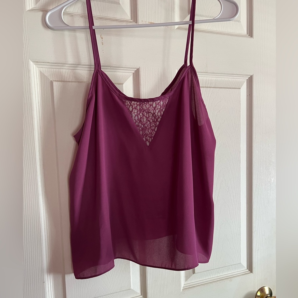 NEW! Spaghetti strap cami with lace detail. Size Sm
